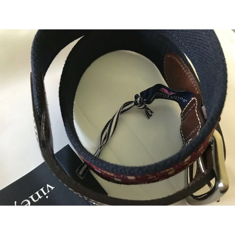 Vineyard Vines Pizza‎ Wings & Beer Canvas Club Belt Crimson Size 30 1A2118 603